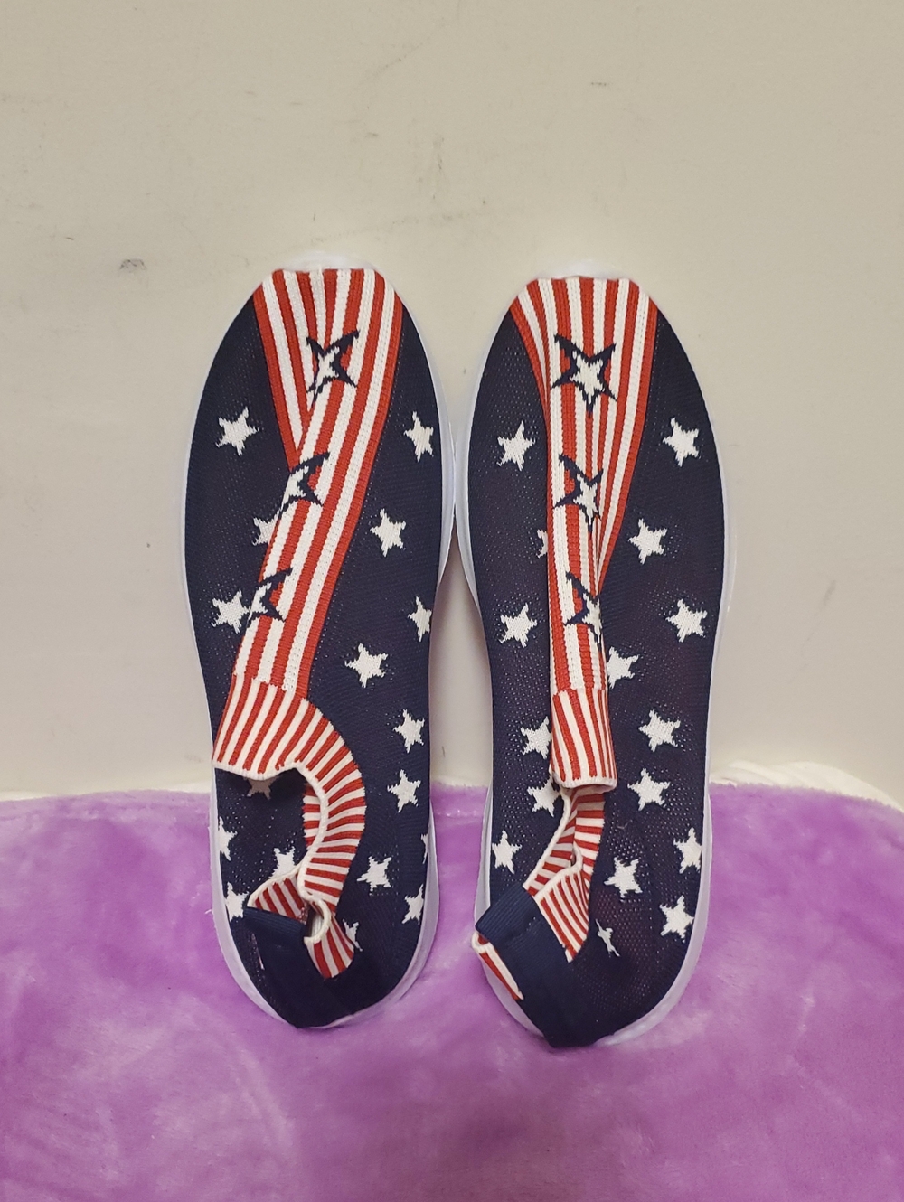 Star & Stripe Slip-On Sneakers - Navy/Red/White